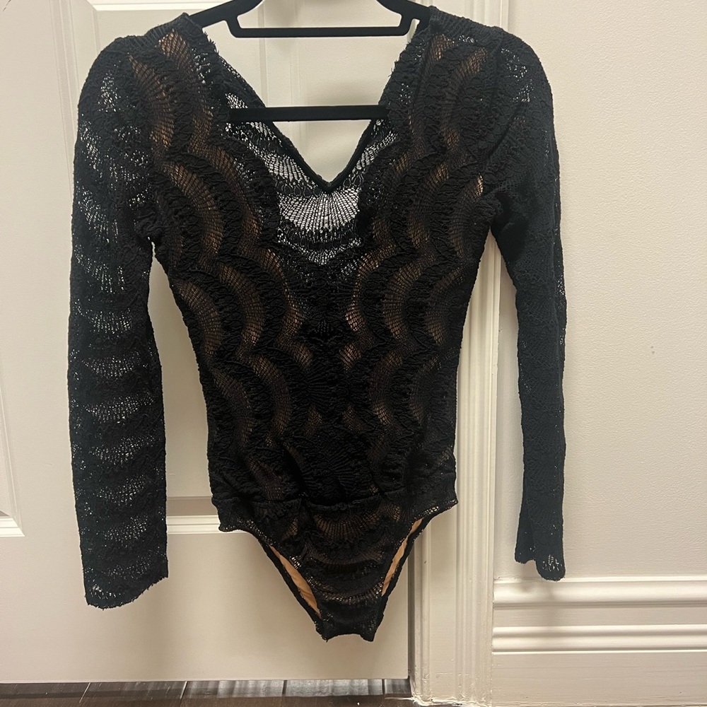Nightcap Black Scallop Lace Bodysuit Top